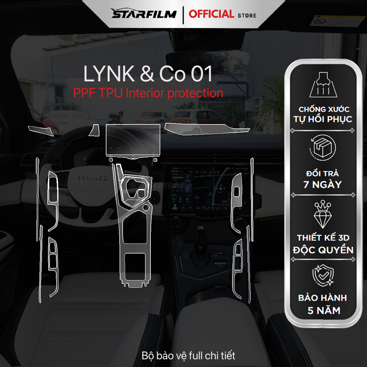 LYNK & CO 01 PPF TPU chống xước tự hồi phục STARFILM